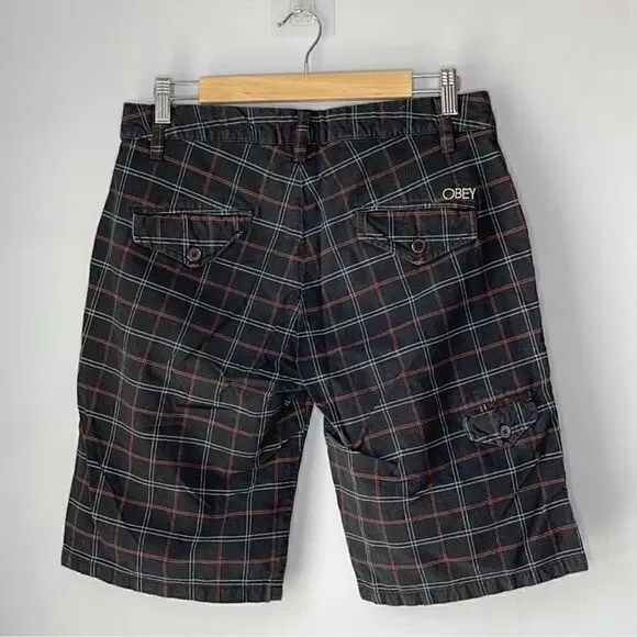 Obey Plaid Windowpane Shorts - Picture 2 of 8